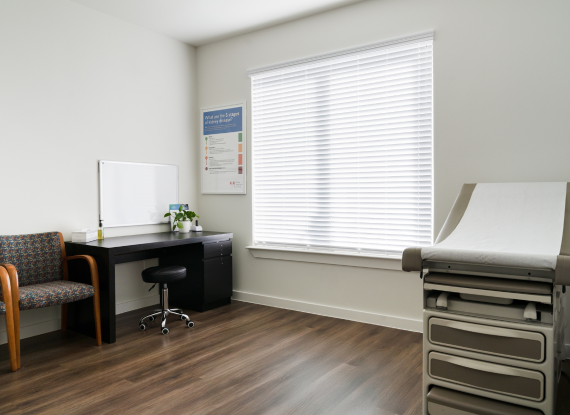 Private exam room at In The Pink Primary Care